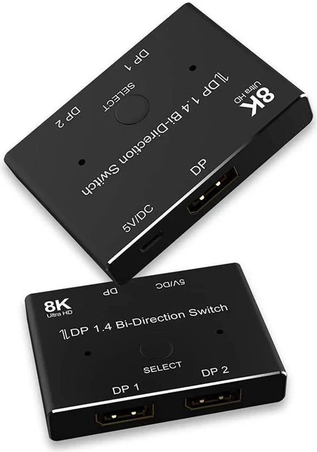 Alt view image 6 of 7 - DisplayPort Switch 8K Splitter Bidirectional DP 1.4 Switcher 2 in 1 Out/1 in 2 Out Supports 8K@30Hz 4K@120Hz Compatible with PC Host Monitor Laptop etc