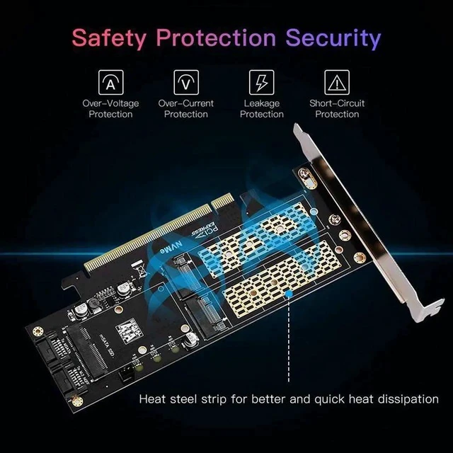 Alt view image 3 of 3 - 3 In 1 NGFF And MSATA SSD Adapter Card, M.2 NVME To PCIE/ M.2 SATA SSD To SATA III/ MSATA To SATA Converter Express Card