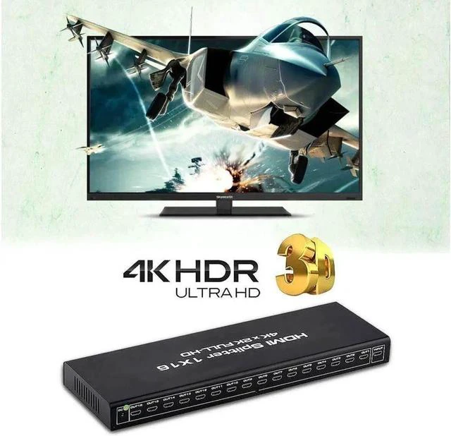 Alt view image 5 of 7 - HDMI Splitter 1x16 1 in 16 Out HDMI Splitter Audio Video Distributor 3D & 4K x 2K Box for HDTV, STB, PS16, PS16 Pro Blu-Ray DVD Player, Projector Etc