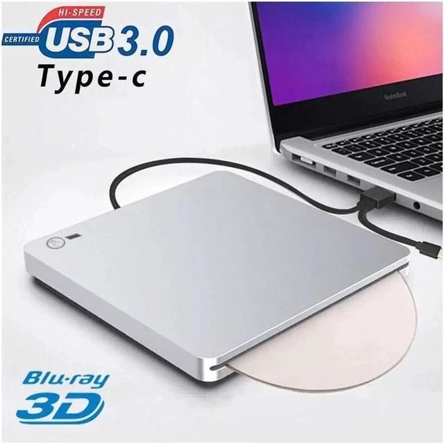 Main image of External Blu-Ray Burner Player Drive with One Touch Pop up USB3.0/Type-C Dual Port DVD Burner CD DVD Rewriter Burner Writer Support WindowsXP/7/8/10 MacOS Linux for MacBook, Laptop
