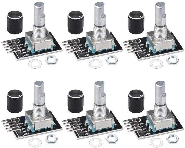 Main image of KY-040 Rotary Encoder Module 360 Degree Switch Encoders with Knob Cap Brick Sensor Modules (Pack of 6pcs)