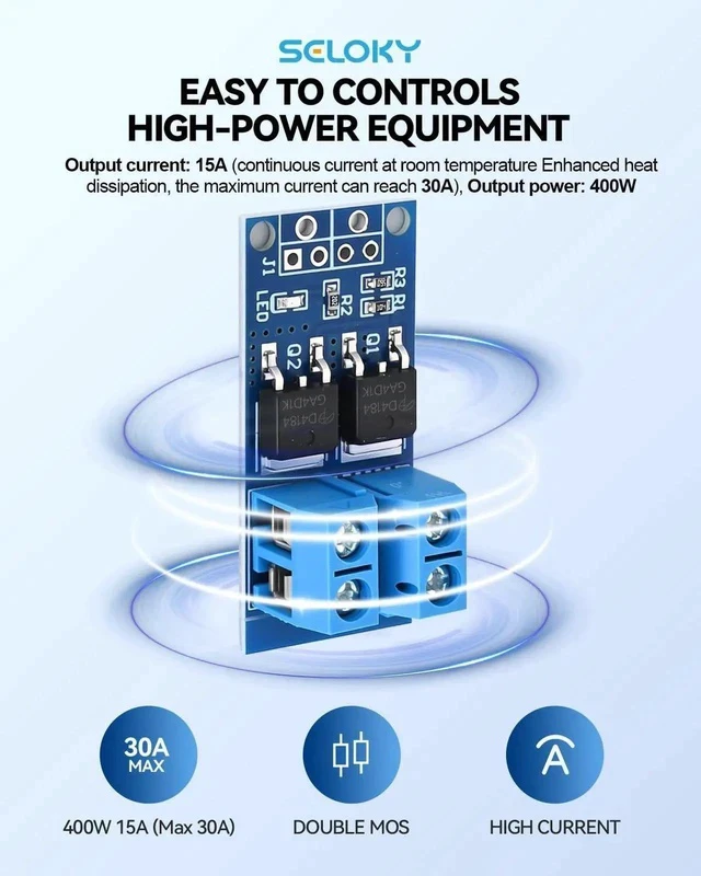 Alt view image 3 of 7 - Dual High-Power MOSFET Trigger Switch Drive Module 0-20KHz PWM Adjustment Electronic Switch Control Board Motor Speed Controller Lamp Brightness Control, DC 5V-36V 400W, 15A (Max 30A) (30PCS)