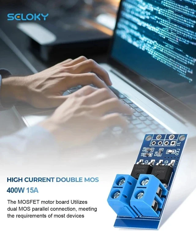 Alt view image 5 of 7 - Dual High-Power MOSFET Trigger Switch Drive Module 0-20KHz PWM Adjustment Electronic Switch Control Board Motor Speed Controller Lamp Brightness Control, DC 5V-36V 400W, 15A (Max 30A) (30PCS)