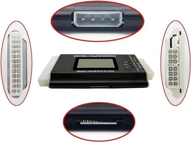 Alt view image 5 of 6 - Computer PC Power Supply Tester, ATX / ITX / IDE / HDD / SATA / BYI Connectors Power Supply Tester, 1.8'' LCD Screen (Aluminum Alloy Enclosure) PC LCD Power Supply Tester 20/24 pin 4 SATA HDD Testers