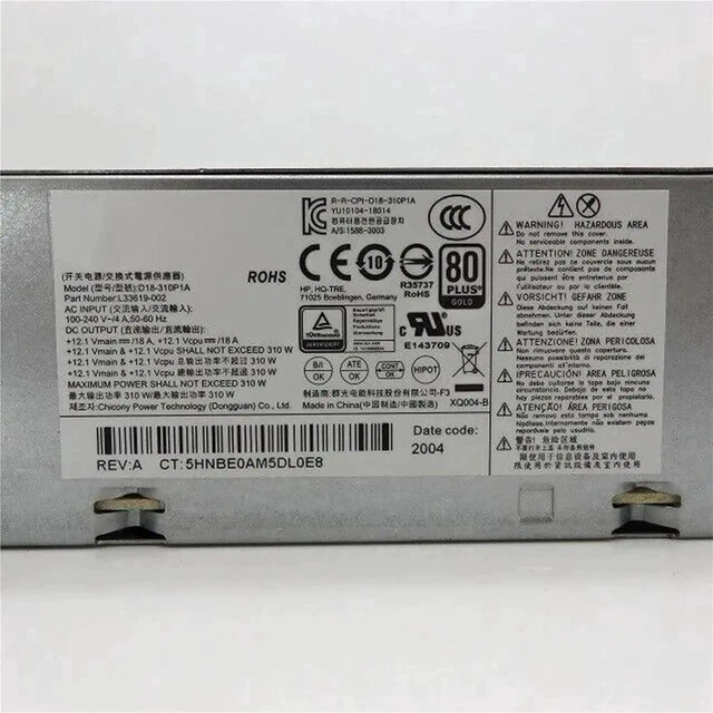 Alt view image 5 of 6 - D18-310P1A L33619-002 for 280 G5 SFF 310W Power Supply 4Pin 4Pin PCH019 PA-1181-3 PCH021 DPS-180AB-26 A 3A 30A