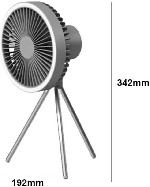 Alt view image 5 of 7 - Gemdeck Portable Rechargeable Tripod Fan, Battery Operated Fan with Tent Hook Gray