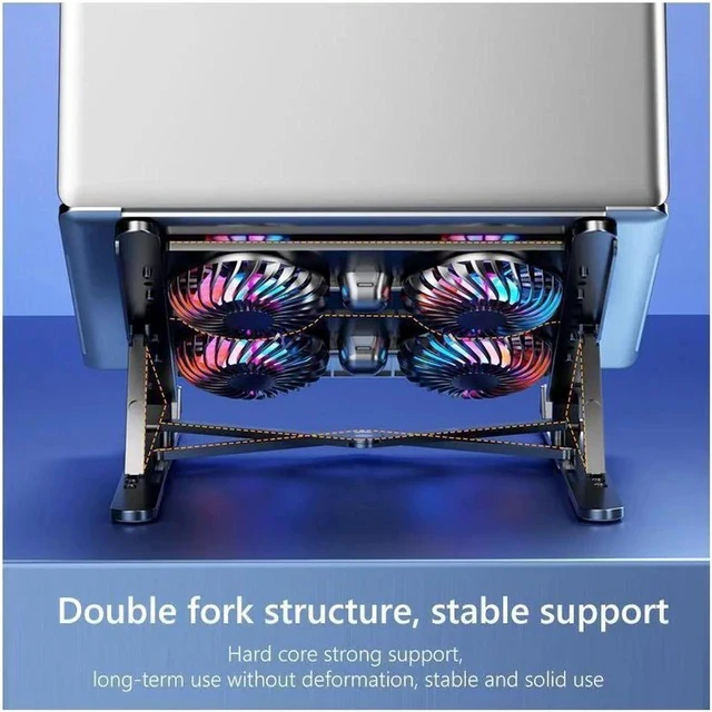 Alt view image 2 of 6 - Laptop Tablet Stand for Desk with 4High-speed Cooling Fan,Adjustable Laptop Tablet Stand Sit to Stand Laptop Tablet Holder Compatible with All Laptop Tablets 11-17.3"MacBook Pro iPad Air