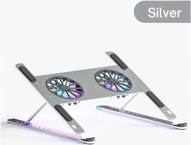 Main image of Laptop Tablet Stand with 2 High-speed Cooling Fan, Adjustable Height Laptop Tablet Stand for Desk, Ergonomic Portable Computer Stand Riser for MacBook Pro/Air 11-17.3" Laptop Tablets