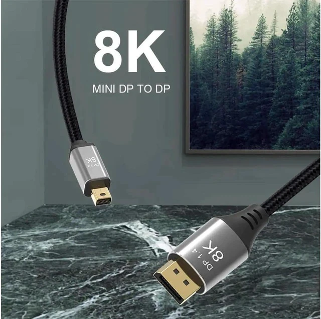 Alt view image 5 of 7 - Mini DP to DisplayPort 8K Cable 8K(7680x4320)@60Hz 4K@144Hz DisplayPort 1.4 Bi-Directional Transmission DisplayPort to Mini DisplayPort 8K Cable 1M