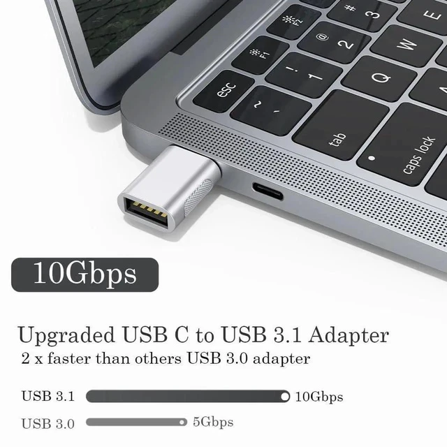 Alt view image 2 of 6 - 10Gbps USB C to USB 3.1 Adapter (4 Pack), Thunderbolt 4/3 to USB OTG Converter for iPhone 15, MacBook, iPad, iMac and More Type C Devices - Silver