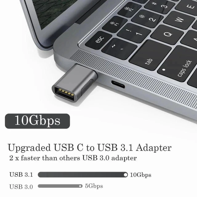 Alt view image 2 of 6 - 10Gbps USB C to USB 3.1 Adapter (4 Pack), Thunderbolt 4/3 to USB OTG Converter for iPhone 15, MacBook, iPad, iMac and More Type C Devices - Space Grey