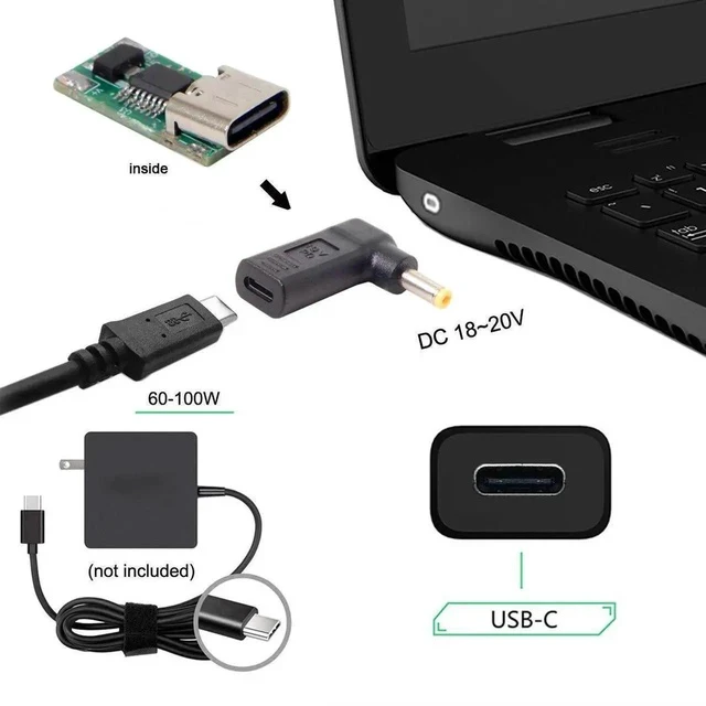 Alt view image 2 of 6 - USB 3.1 Type C USB-C to PD Emulator Trigger 90 Degree Angled Adapter (5.5x1.7mm)