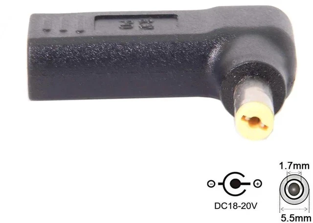 Alt view image 3 of 6 - USB 3.1 Type C USB-C to PD Emulator Trigger 90 Degree Angled Adapter (5.5x1.7mm)