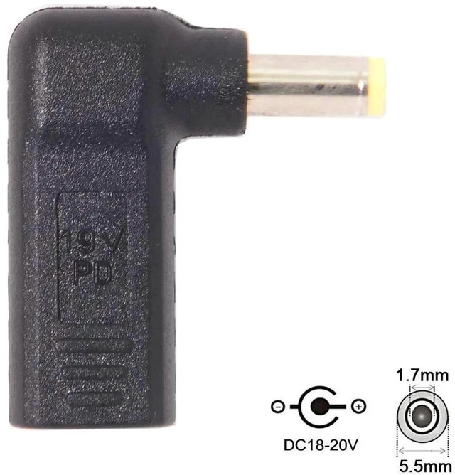 Alt view image 4 of 6 - USB 3.1 Type C USB-C to PD Emulator Trigger 90 Degree Angled Adapter (5.5x1.7mm)
