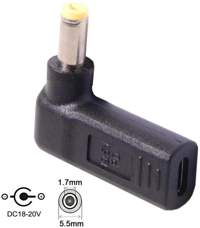Alt view image 6 of 6 - USB 3.1 Type C USB-C to PD Emulator Trigger 90 Degree Angled Adapter (5.5x1.7mm)