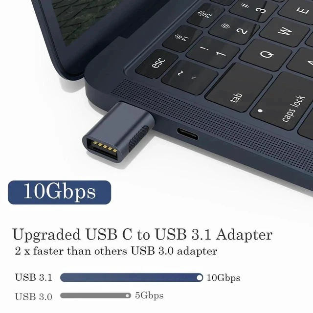 Alt view image 3 of 6 - 10Gbps USB C to USB 3.1 Adapter (4 Pack), Thunderbolt 4/3 to USB OTG Converter for iPhone 15, MacBook, iPad, iMac and More Type C Devices - Midnight