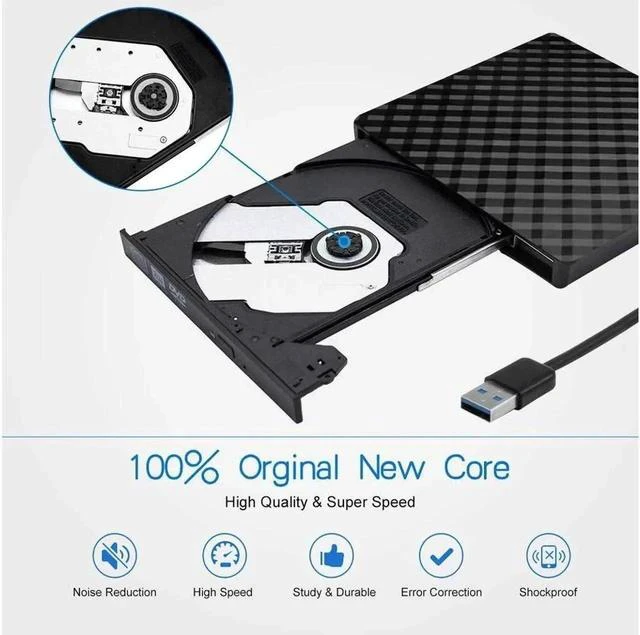 Main image of External DVD Drive, High Speed Data Transfer USB 3.0 External CD DVD Reader Writer Player for Laptop Desktop MacBook Mac OS Windows 10/8/7/XP/Vista - White