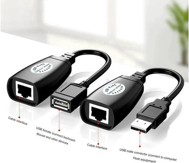 Alt view image 4 of 5 - USB 2.0 to RJ45 Adapter RJ45 LAN Cable Extension Cable USB Extender over Cat5 / Cat5e / Cat6 Cable