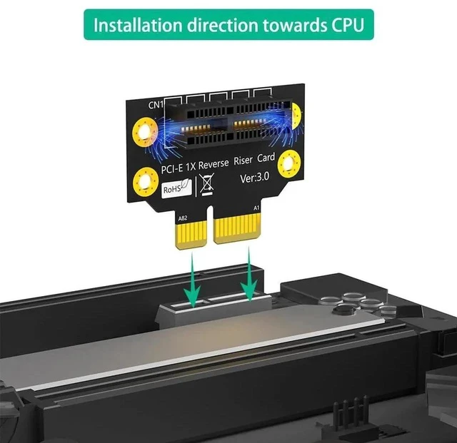 Alt view image 5 of 7 - PCI-e 1X 3.0 90 Degree Reverse Male to Female Riser Card for 1U Server (Installation Direction Towards CPU) (Height: 32cm)