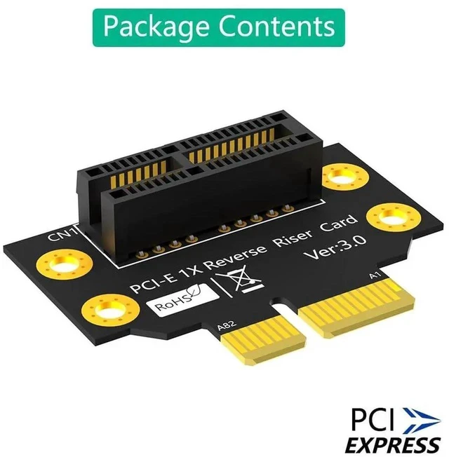 Alt view image 6 of 7 - PCI-e 1X 3.0 90 Degree Reverse Male to Female Riser Card for 1U Server (Installation Direction Towards CPU) (Height: 32cm)