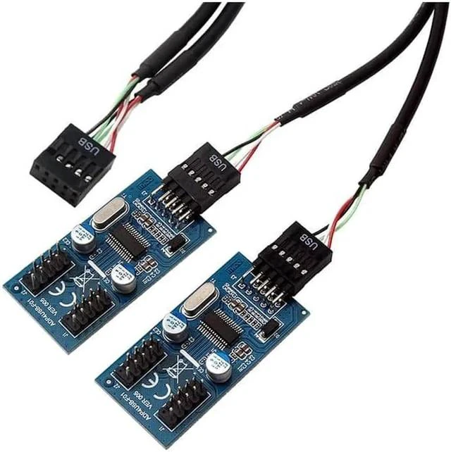 Main image of Motherboard USB 2.0 9pin Header 1 to 4 Extension Hub Splitter Adapter - Converter MB USB 2.0 Male to 2 Male - 30CM USB 9-pin Internal Cable