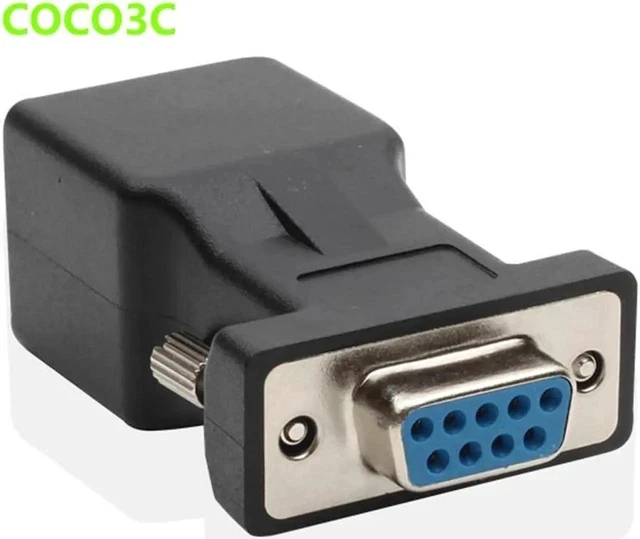 Alt view image 5 of 5 - RS232 COM Female to RJ45 Female Connector Convertor DB9 Serial Port to LAN CAT5 CAT6 RJ45 Network Ethernet Cable Adapter