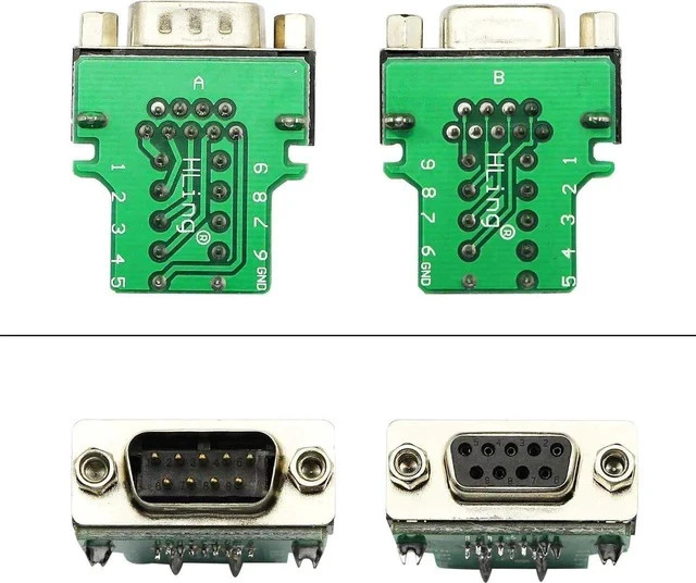 Alt view image 2 of 7 - DB9 Connector Adapter RS232 Serial Port D-SUB Adapter Plate Breakout Board Solder-Free (1-Pair Male+Female with Screwdriver, Black Rubber Core)