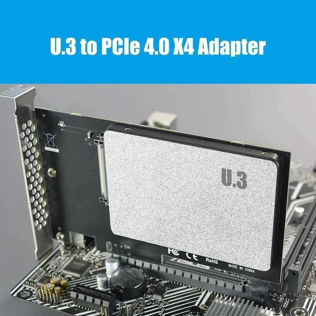 Alt view image 2 of 6 - PU13 U.3 to PCIe 4.0 X4 Adapter for 2.5 Inch U.3 SSD, PCIe 4.0 X4 Full Speed