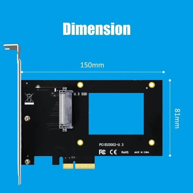 Alt view image 3 of 6 - PU13 U.3 to PCIe 4.0 X4 Adapter for 2.5 Inch U.3 SSD, PCIe 4.0 X4 Full Speed