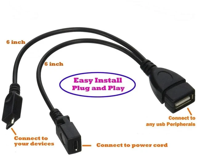 Alt view image 2 of 5 - 2-in-1 Micro USB to USB Adapter (OTG Cable + Power Cable) for Fire Stick, PlayStation Classic and More - 2 Pack