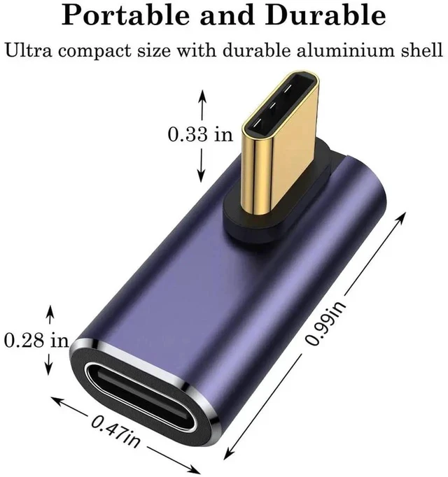 Alt view image 5 of 6 - 90 Degree Right Angle USB C Male to USB C Female Adapter 2 Pack, 40Gbps USB Type C Thunderbolt 4/3 Extender for MacBook Pro, iMac, iPad Pro, Tablet, Phones and Other Type C Devices