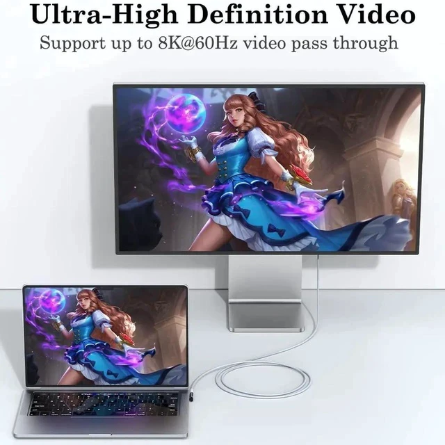 Alt view image 6 of 6 - 90 Degree Right Angle USB C Male to USB C Female Adapter 2 Pack, 40Gbps USB Type C Thunderbolt 4/3 Extender for MacBook Pro, iMac, iPad Pro, Tablet, Phones and Other Type C Devices