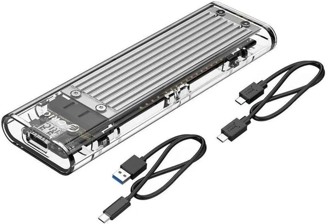 Alt view image 5 of 6 - M.2 NVME PCIE SSD to USB 3.1 USB C External Enclosure Only M.2 M-Key to Type C GEN2 10GBPS Adapter M.2 PCIE SSD Hard Disk Box for 2230/2242/2260/2280 PCIe NVMe M-Key SSD up to 2TB-Silver