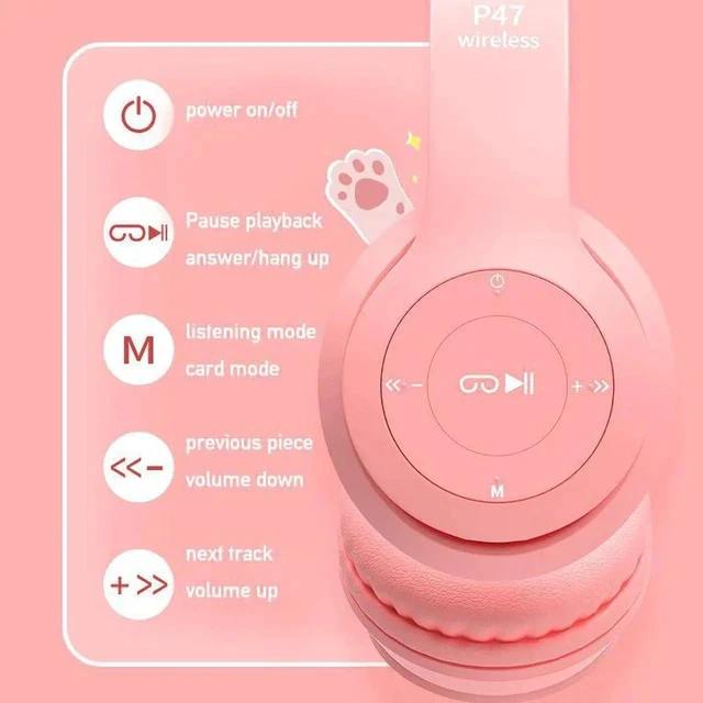 Alt view image 3 of 7 - Gemdeck RGB Cat Ear Headphones Wireless Foldable Gaming Headphones Built-in Microphone Grey