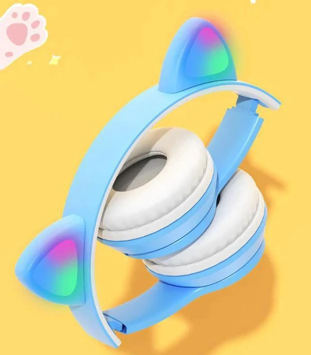Alt view image 5 of 7 - Gemdeck RGB Cat Ear Headphones Wireless Foldable Gaming Headphones Built-in Microphone Grey