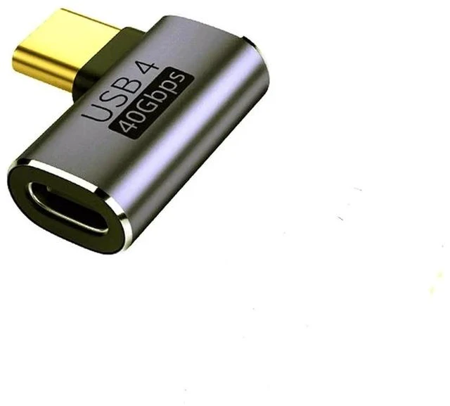 Main image of USB C 90 Degree Adapter 40Gbps Right Angle USB 4 Adapter Type C Male to Female Side Bend Extender PD 100W Fast Charging 8K@60Hz for Laptop,Tablet,Type C Device
