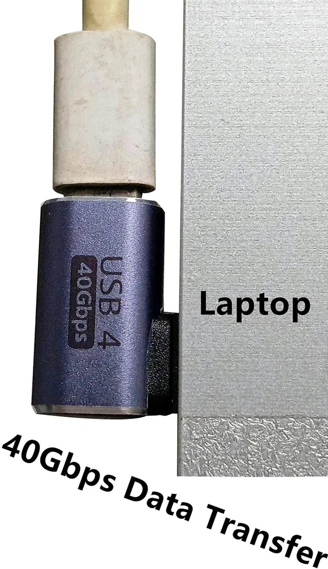 Alt view image 2 of 6 - USB C 90 Degree Adapter 40Gbps Right Angle USB 4 Adapter Type C Male to Female Side Bend Extender PD 100W Fast Charging 8K@60Hz for Laptop,Tablet,Type C Device