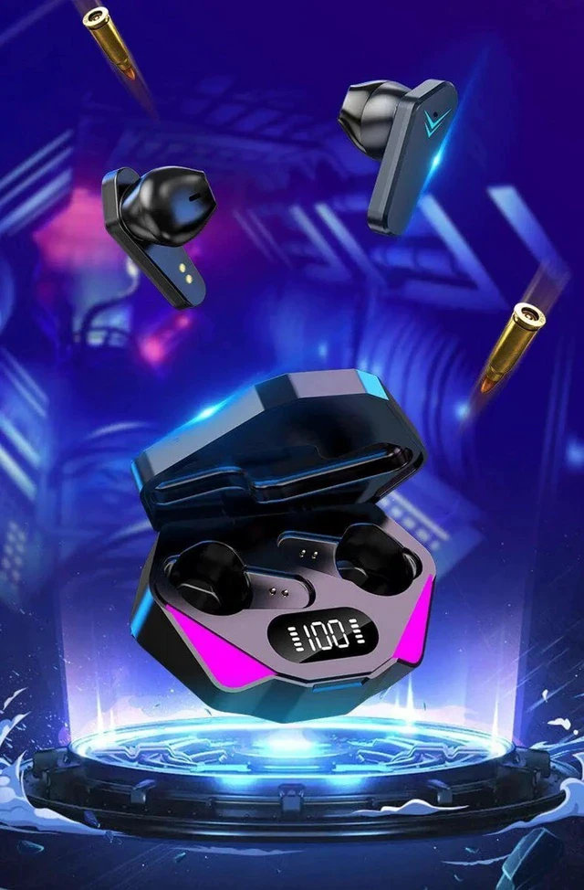 Alt view image 5 of 7 - Gemdeck Bluetooth Headphones True Wireless Earbuds LED Power Display Headphones with Wireless Charging Case
