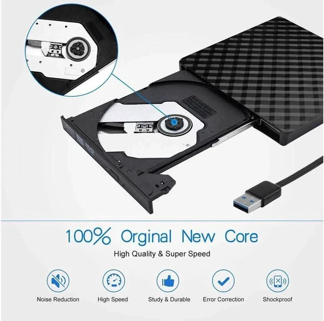 Alt view image 7 of 7 - USB 3.0 External CD DVD Drive, CD/DVD-RW Drive, CD-RW Rewriter Burner Super Drive for High Speed Data Transfer Laptop Notebook PC Desktop Support Windows/Vista/7/8, Mac - Black