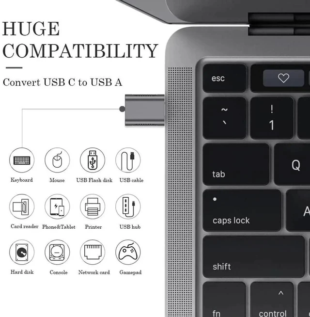 Alt view image 4 of 6 - 10Gbps USB C to USB 3.1 Adapter (4 Pack), Thunderbolt 4/3 to USB OTG Converter for iPhone 15, MacBook, iPad, iMac and More Type C Devices - Space Grey