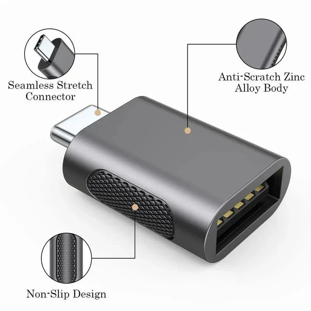 Alt view image 6 of 6 - 10Gbps USB C to USB 3.1 Adapter (4 Pack), Thunderbolt 4/3 to USB OTG Converter for iPhone 15, MacBook, iPad, iMac and More Type C Devices - Space Grey
