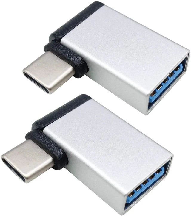 Alt view image 2 of 6 - Right Angle USB C to USB 3.0 Adapter 90 Degree Type C Male to USB A 3.0 Female Converter,On The Go(OTG) for Smartphone,Laptops,Mouse Keyboards,More USB and Type-C Devices (2 Pack-Silver M/F)