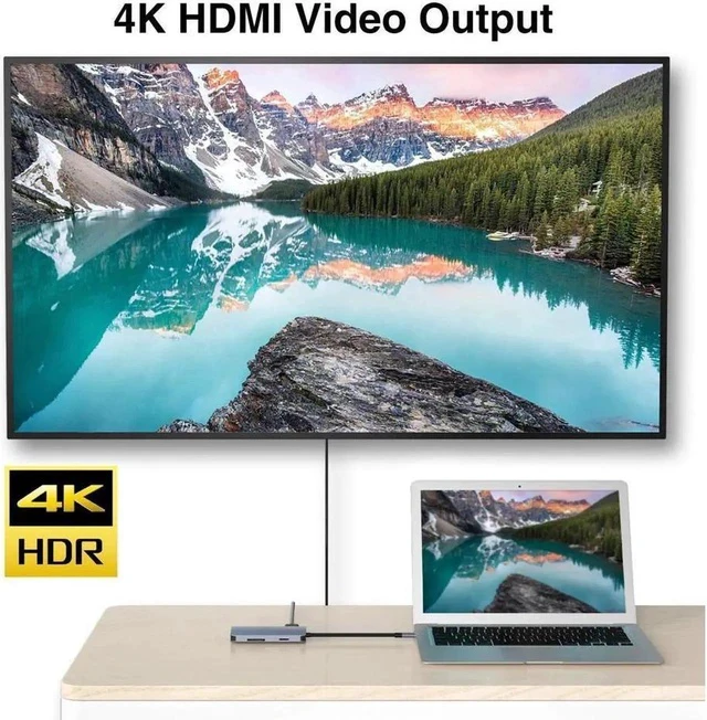 Alt view image 3 of 7 - USB C Hub 8-in-1 USB C to 4K HDMI Adapter with Ethernet Port, 60W Power Delivery, SD/TF card reader, 3 USB 3.0 port for MacBook/Pro/Air/IMAC and Type C Windows Laptops