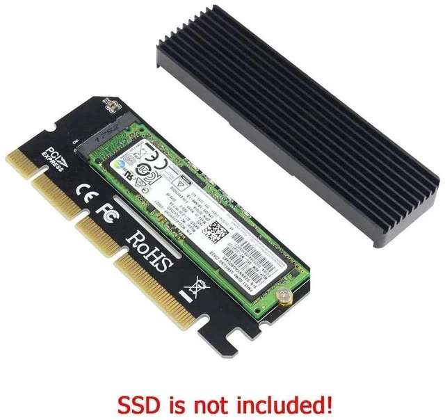 Alt view image 4 of 5 - NVME Adapter with Heat Sink, M.2 SSD Key M to PCI Express x4/x8/x16 Converter Expansion Card, Support 2230 2242 2260 2280, Compatible for Windows XP 7 8 10
