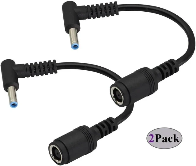 Alt view image 2 of 5 - 90 Degree Tip Laptop Power Cable DC 7.4mm x 5.0mm Female to 4.5mm x3.0mm Male Charging Connector DC Power Converter Cable DC Jack for HP Notebook Adapter Replacement Power Cord(15cm/2Pack)
