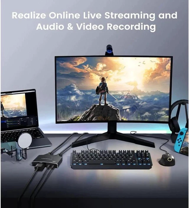 Alt view image 3 of 7 - 4K60 Capture Card USB 3.0/USB-C HDMI Video Capture Card to USB with Microphone & HDMI Loop-Out, Capture Card 1080p 60fps for Streaming, Compatible with Nintendo Switch/Game Console/Phone