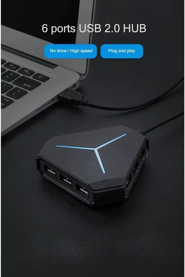 Alt view image 5 of 7 - USB 2.0 Hub Splitter Super Speed 6 Port USB Ultra Slim Data Hub with LED Indication Compatible with Multi-device Desktop Laptop, Notebook PC, Mobile HDD, and More
