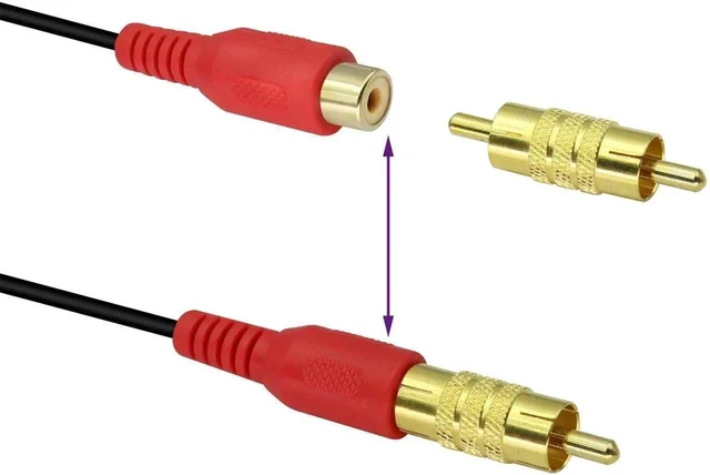 Alt view image 6 of 6 - RCA Coupler Connector Gold Plated RCA Male to Male RCA Adapter Extension AV/TV Audio Video Cable Metal Connector (5 Pack)