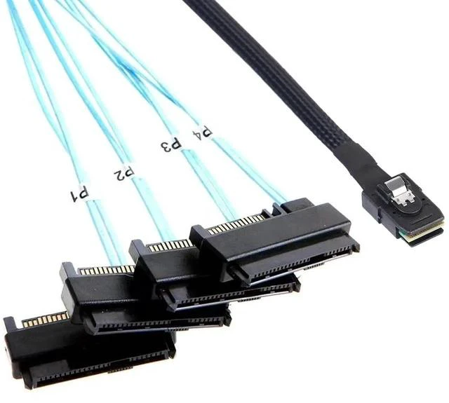 Main image of 2Pack Mini-SAS to SAS-Cable: 0.5M SFF-8087 to SAS-SFF-8087 to SFF-8482 x4 with SATA Power Adapter-Cable (1.6FT)