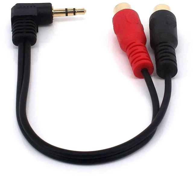 Alt view image 5 of 5 - 3.5mm to 2RCA Adapter Cable, 8 Inch Gold Plated 90 Degree Right-Angled 1/8" TRS Stereo Male to Dual RCA Female Y Splitter Adapter Cable(3.5M/2RCAF)